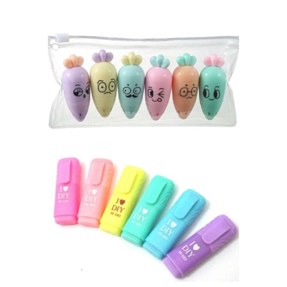 Mini Fosforlu Kalem Seti - Havuç Ve Mini Kalemli Egefotokopi&kırtasiye Fosforlu Kalem Seti