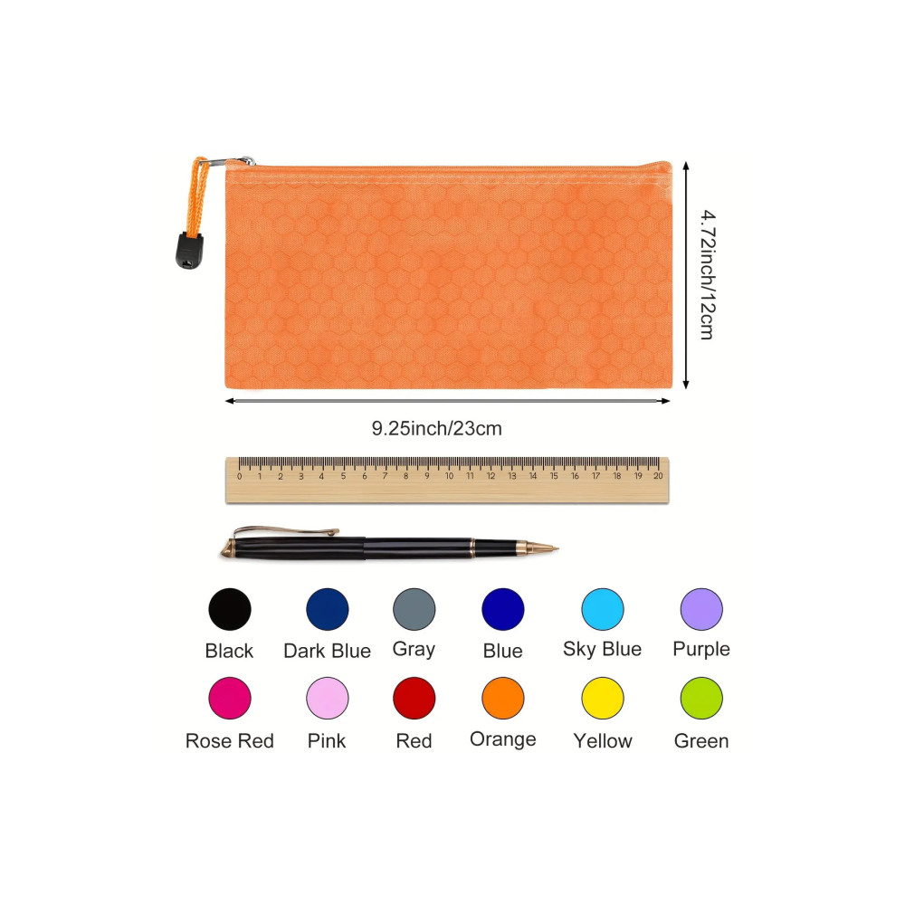 Su Geçirmez Oxford Kumaş Kalem Çantası - A6 Boyut, Fermuarlı, Çok Amaçlı Düzenleyici Turuncu
