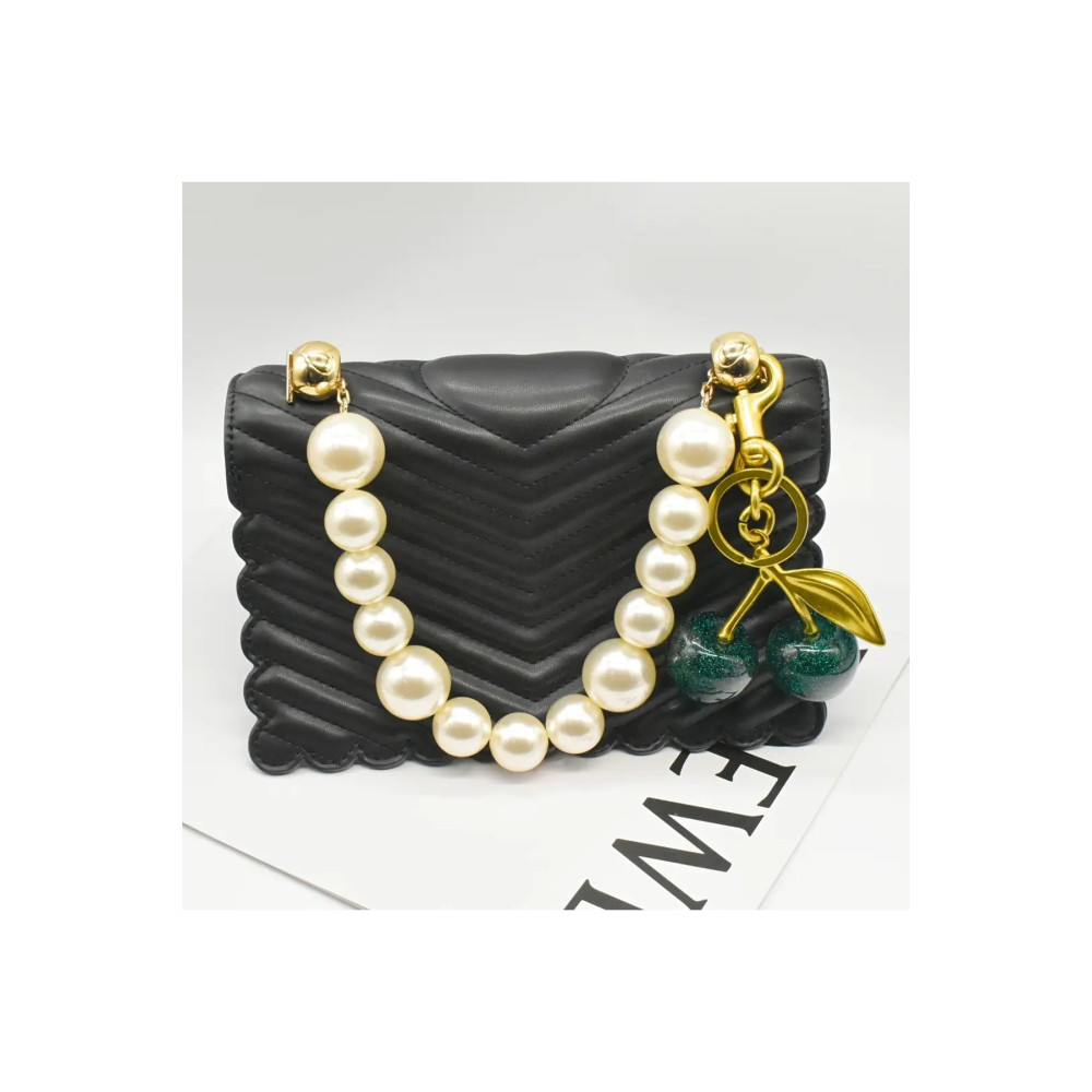 Kiraz Anahtarlık Yeşil Çanta Süsü Charm Cherry Green Gold