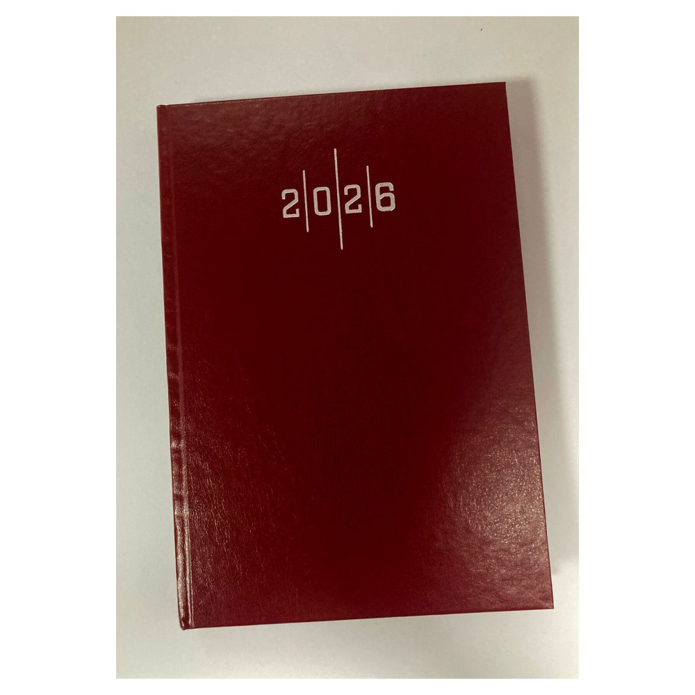 2026 Ajanda Cilt Bezli 17x24 Çizgili Günlük Ajanda Bordo Renk