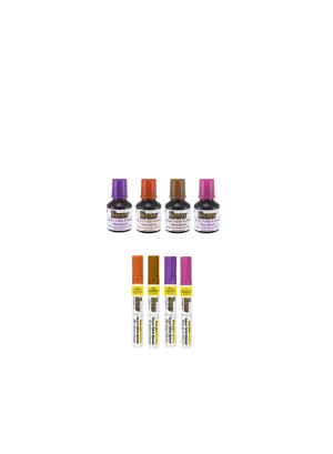 Rengarenk 4'lü Doldurulabilir Tahta Kalemi Ve Yedek Mürekkep