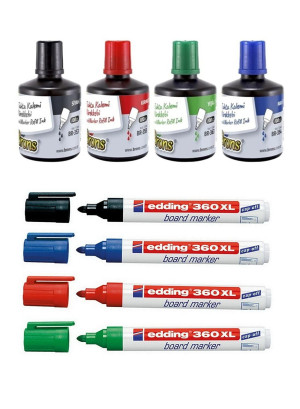 4 Adet Edding Doldurulabilir Tahta Kalemi Ve 4 Renk 100 Cc Tahta Kalemi Mürekkebi Brons