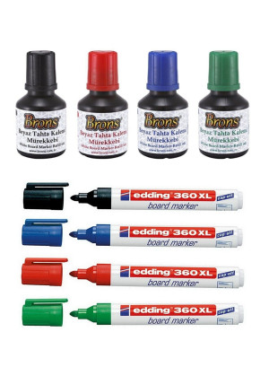 4 Adet Edding Doldurulabilir Tahta Kalemi Ve 4 Renk 30 Cc Tahta Kalemi Mürekkebi Brons