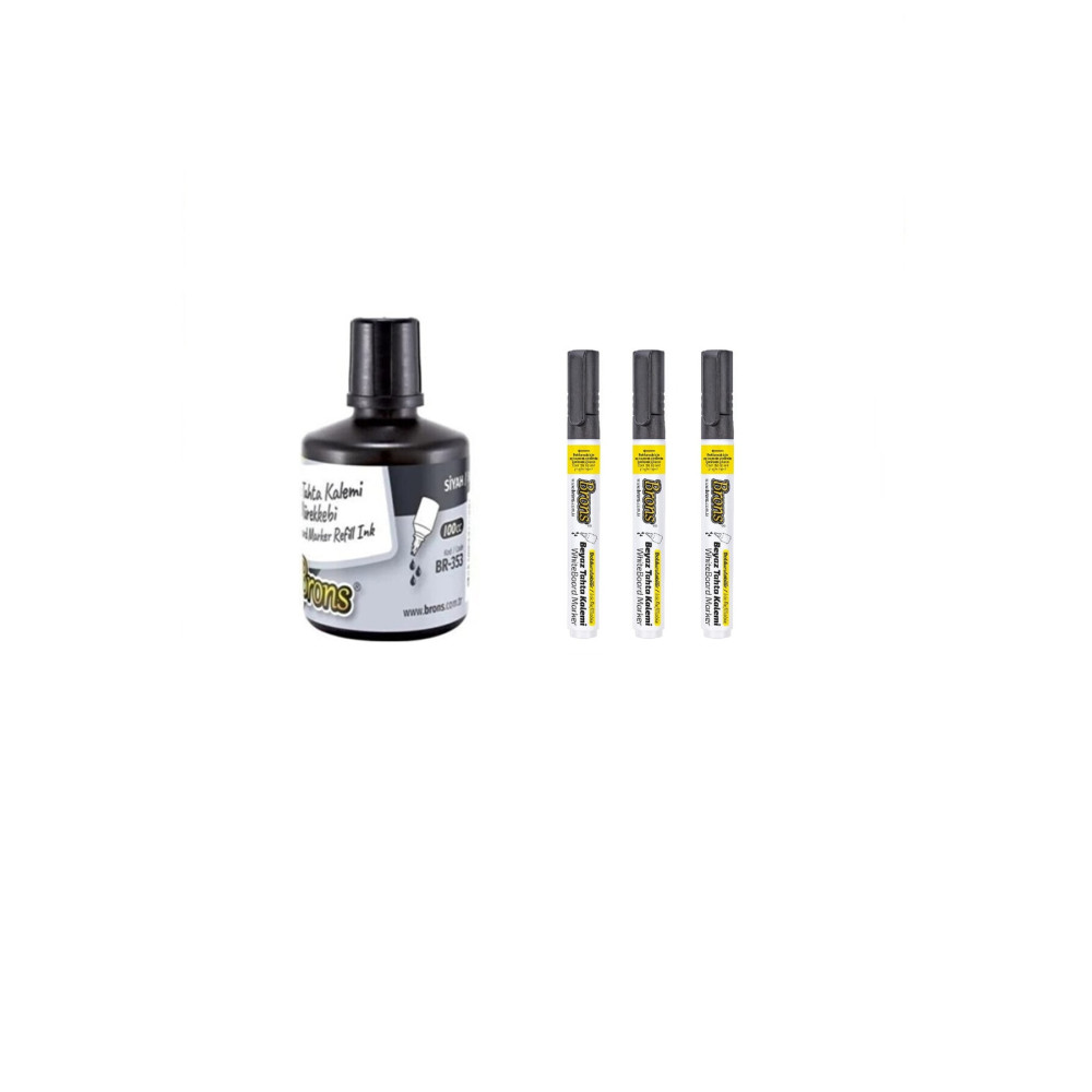 100 Cc Tahta Kalem Mürekkebi + Doldurulabilir Tahta Kalemi 3^lü Set Siyah