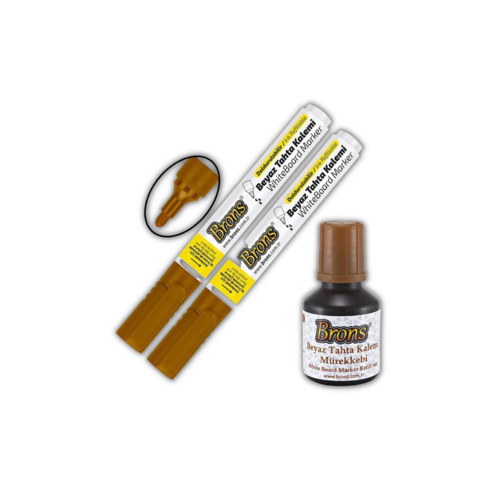 Kahverengi Yazı Tahta Kalemi Doldurulabilir 2 Adet ve Silinebilir Mürekkep 30 ml 1 Adet Yazı T